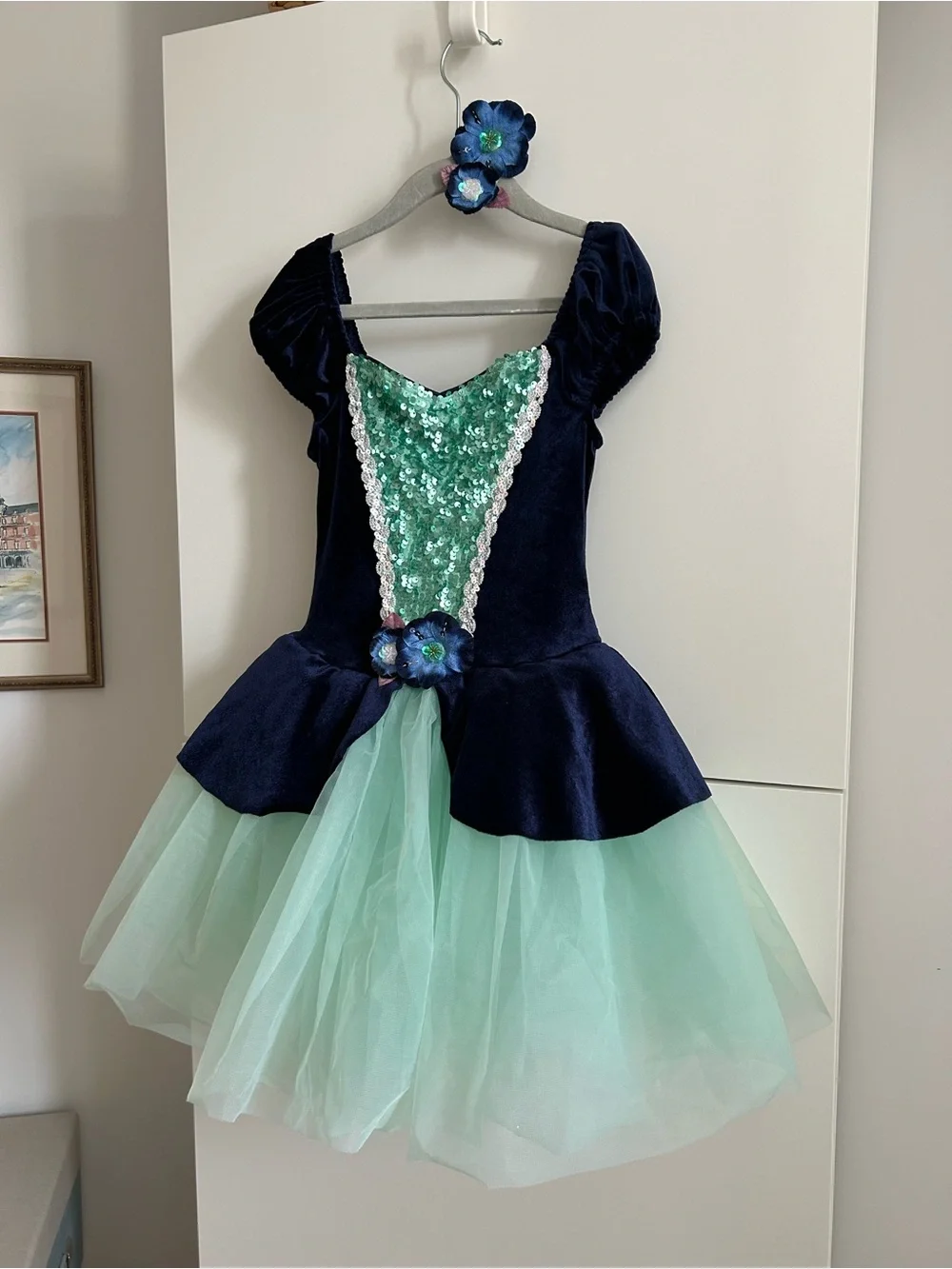 Revolution Navy and Mint Sequin Tulle Girls Dance Costume Dress - MC